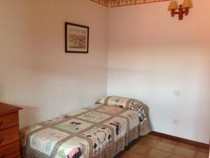 1 dormitorio con 1 cama y una foto en la pared en Villa Las Coloradas 15, en Playa Blanca