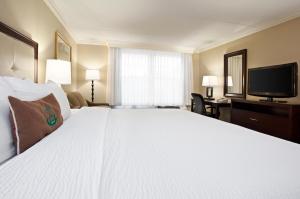 een hotelkamer met een groot bed en een flatscreen-tv bij Ohio University Inn and Conference Center in Athens