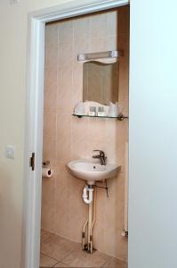 a bathroom with a sink and a mirror at Almond Tree Hotel in Bicester