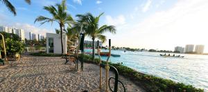 a beach with palm trees and a body of water at Playa Blanca Edificio Founders 3 in Playa Blanca