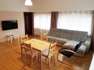 Televízia a/alebo spoločenská miestnosť v ubytovaní Apartamenty i Pokoje przy Parku