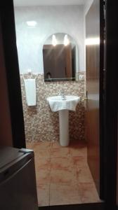 ein Badezimmer mit Waschbecken und Spiegel in der Unterkunft Hostal Rocio in Sanlúcar la Mayor + 32 Fotos