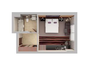 a rendering of a small room with a bathroom at Flora Al Barsha Hotel At The Mall in Dubai