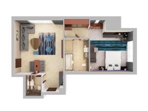 a rendering of a floor plan of aominium at Flora Al Barsha Hotel At The Mall in Dubai