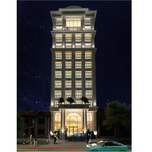 a tall building with people walking in front of it at Thanh Bình Gold Hotel in Sầm Sơn