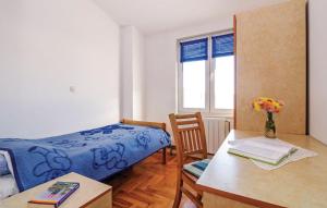 a bedroom with a bed and a desk with a table at Apartments ZZ in Posedarje