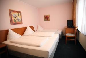 Un pat sau paturi într-o cameră la Hotel Lafayette