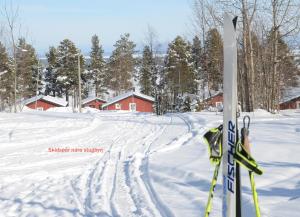 a pair of skis are standing in the snow at Ol-jons By in Hallen