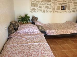 a bedroom with two beds and a plant in it at Apartment Anamarija in Poreč