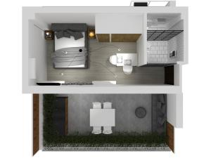 - un plan d'étage d'une chambre avec salle de bains dans l'établissement Athens View Loft - 05, à Athènes