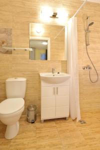 ブルガスにあるCentral studio #2のバスルーム(トイレ、洗面台、シャワー付)