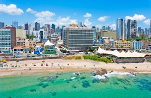 an aerial view of a beach and a city at Lar Expresso 2222 in Salvador
