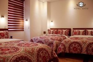 سرير أو أسرّة في غرفة في Hotel David