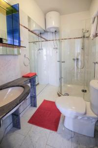 een badkamer met toilet, douche en wastafel bij Villa Perla Baska in Baška