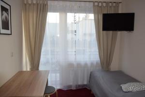 Televízia a/alebo spoločenská miestnosť v ubytovaní Botanik Hostel