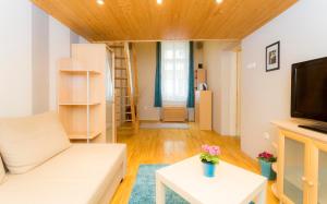 Televízia a/alebo spoločenská miestnosť v ubytovaní Souper Apartments Downtown-Király Street
