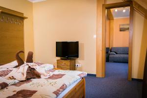 Postel nebo postele na pokoji v ubytování Horský Hotel Kristína