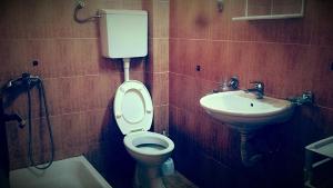 y baño con aseo y lavamanos. en VLSB Apartments, en Petrovac na Moru