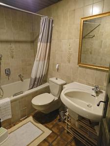 a bathroom with a toilet and a sink and a tub at Rütsche 10 in Limburg an der Lahn +4 photos
