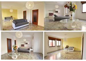 ガラティーナにあるSalentoFlatのソファ付きのリビングルームの4つの異なる景色を望めます。