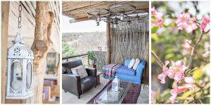 un porche con una silla y una jaula para aves en Utopia in Africa Guest Villa, en Nelspruit