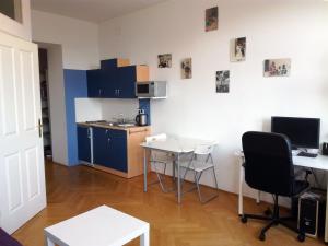ウィーンにあるLe petit appartementの小さなキッチン(テーブル、デスク付)