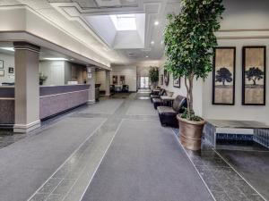 a lobby with a potted tree and a waiting room at Heritage Inn Hotel & Convention Centre - Cranbrook in Cranbrook