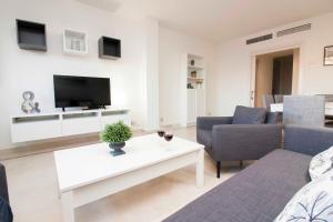 Televízia a/alebo spoločenská miestnosť v ubytovaní Malaga Center Flat Holidays Atarazanas Market