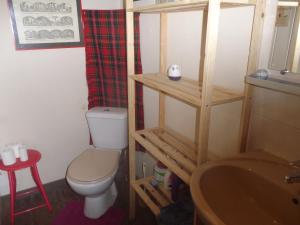 a small bathroom with a toilet and a sink at Tyrbourg in Lopérec