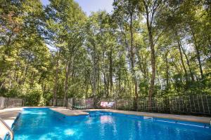 a swimming pool with trees in the background at Bosque Vivo in Recinto