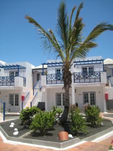 een palmboom voor een gebouw bij Atlantis Las Lomas in Puerto del Carmen