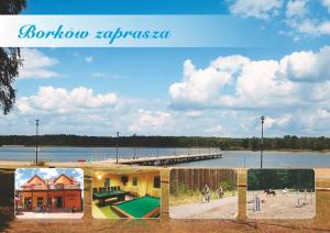 un collage di foto di una spiaggia e di un molo di Zajazd Mistrz i Malgorzata a Borków