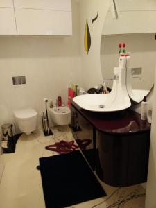 a bathroom with a sink and a toilet at Miro' Holiday Attic in Bologna