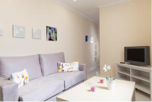 a living room with a couch and a tv at For You Rentals parque del retiro apartment TEMPORAL LDR28 in Madrid