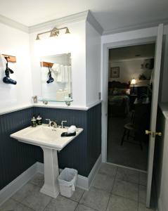 a bathroom with a sink and a mirror at Carriage Corner Bed & Breakfast in Gordonville