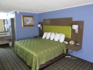 a hotel room with a bed and a sink at Quality Inn & Suites near Six Flags East in Atlanta