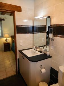 uma casa de banho com um lavatório e um WC em Gite de Cray em Lussault-sur-Loire