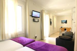 Μια τηλεόραση ή/και κέντρο ψυχαγωγίας στο ClassBedroom Barcelona Beach Apartments