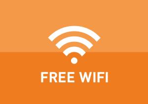 an image of a wifi symbol on an orange background at Baymont by Wyndham Dubuque in Dubuque