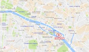 a map of a city with a no smoking sign at Le Diamant En Isle in Paris