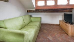 a living room with a green couch and a television at Italianway-Panfilo Castaldi 17 in Milan