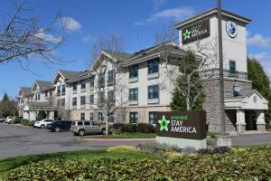 a hotel with a sign in front of a building at Extended Stay America Suites - Seattle - Mukilteo in Mukilteo