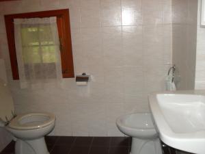y baño con aseo y lavamanos. en Albergo La Genzianella en Bellagio