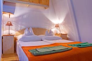 Un pat sau paturi într-o cameră la Kaktusz Villa Heviz