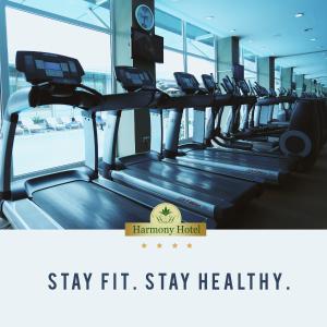 Fitness centrum a/nebo fitness zařízení v ubytování Harmony Hotel