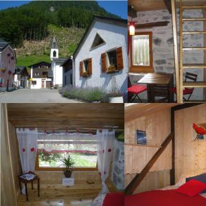 un collage de fotos de una casa con ventana en La Maison des Fées en Mex