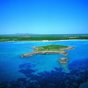 an island in the middle of a large body of water at Holiday homes Bonamar in Colònia de Sant Jordi