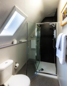 a bathroom with a toilet, sink, and shower at Inch Hotel in Fort Augustus