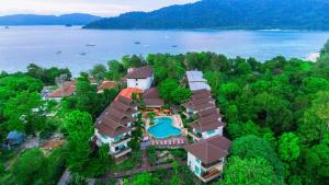 an aerial view of a resort with a swimming pool at Sita Beach Resort in Ko Lipe