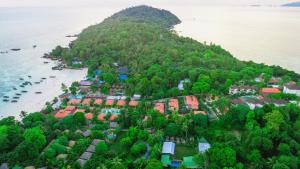 an aerial view of a small island in the water at Sita Beach Resort in Ko Lipe